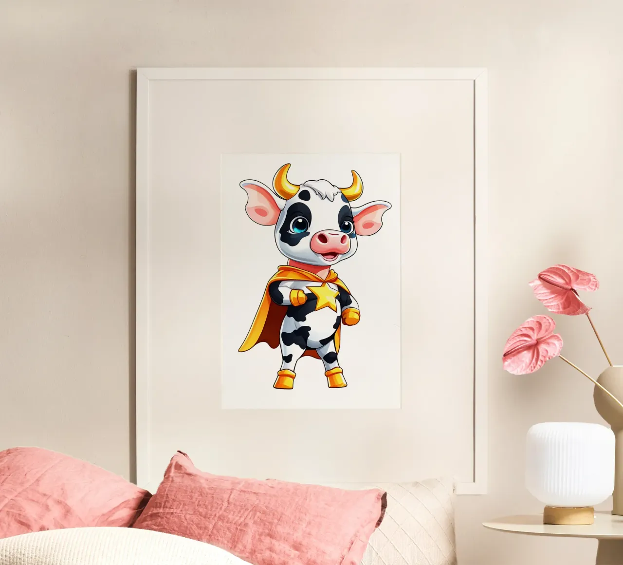 Mucca, piccola mucca come supereroe poster da Tierisch bunt by LK
