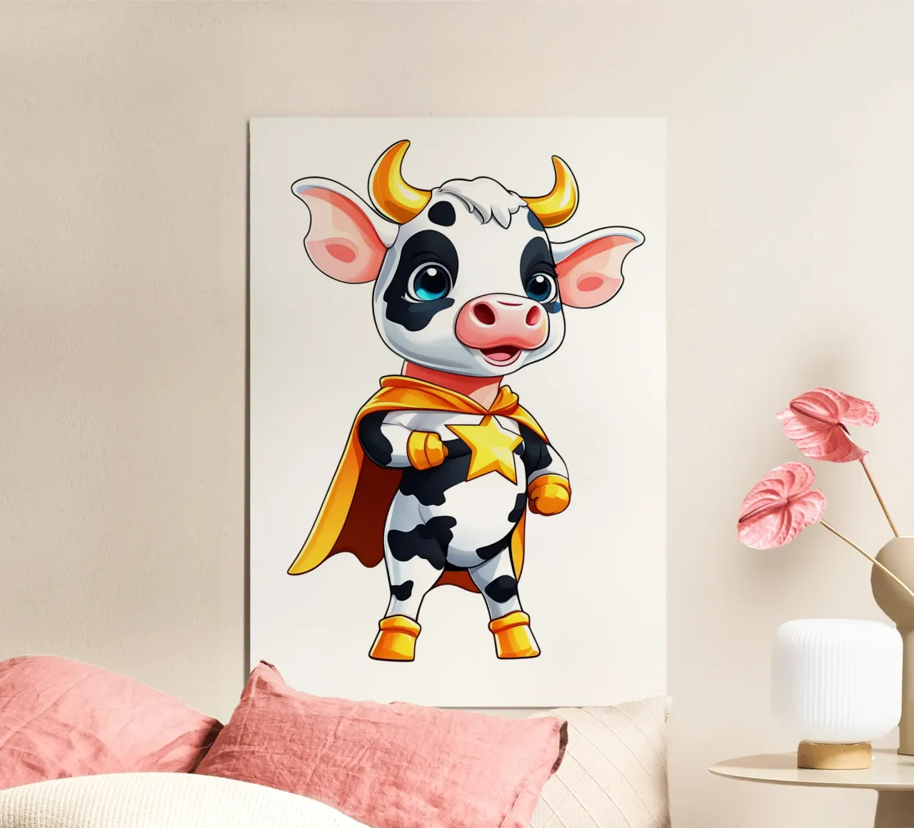 Mucca, piccola mucca come supereroe poster da Tierisch bunt by LK