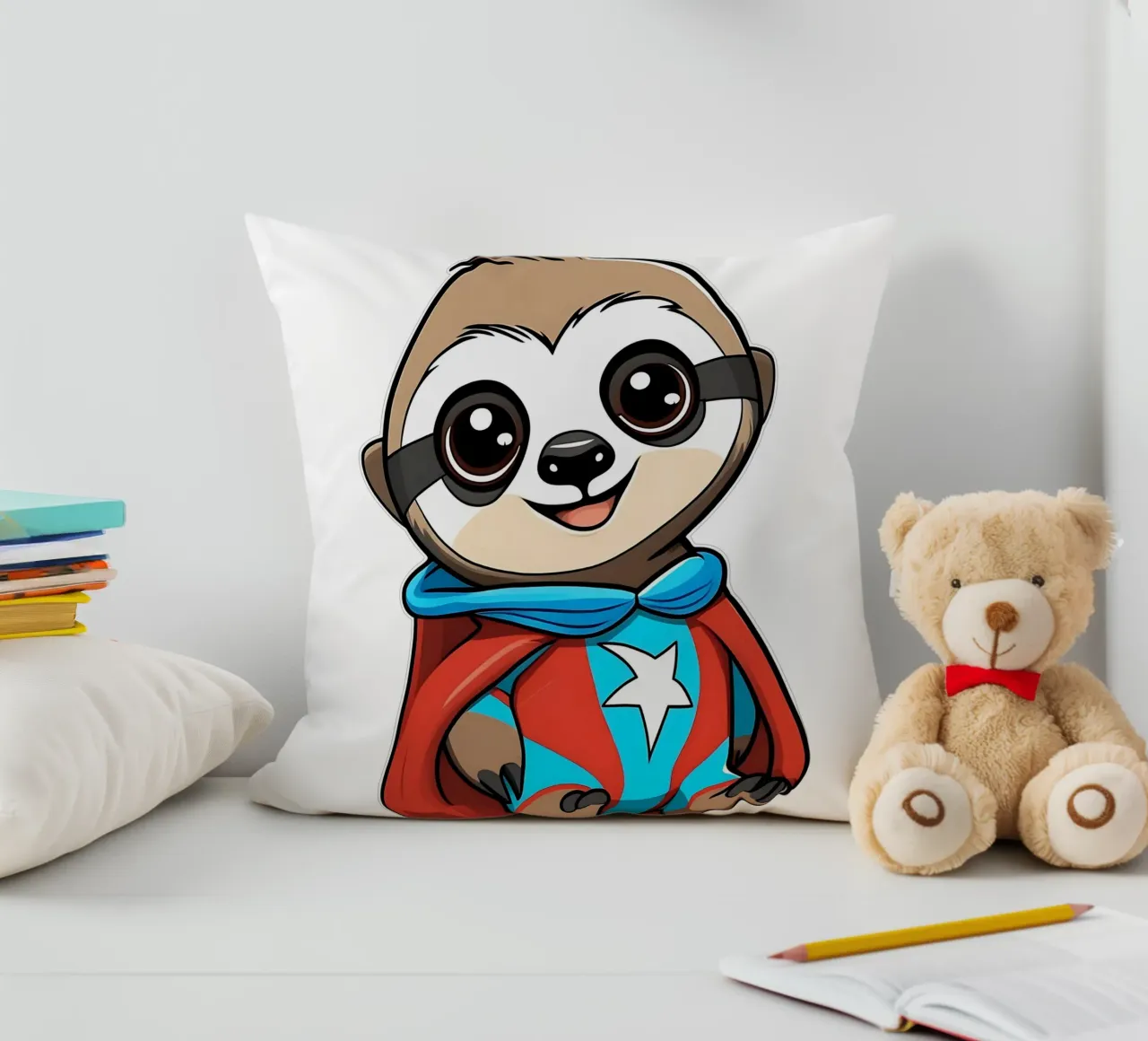 Bradipo, cucciolo di bradipo come supereroe cuscino da Tierisch bunt by LK
