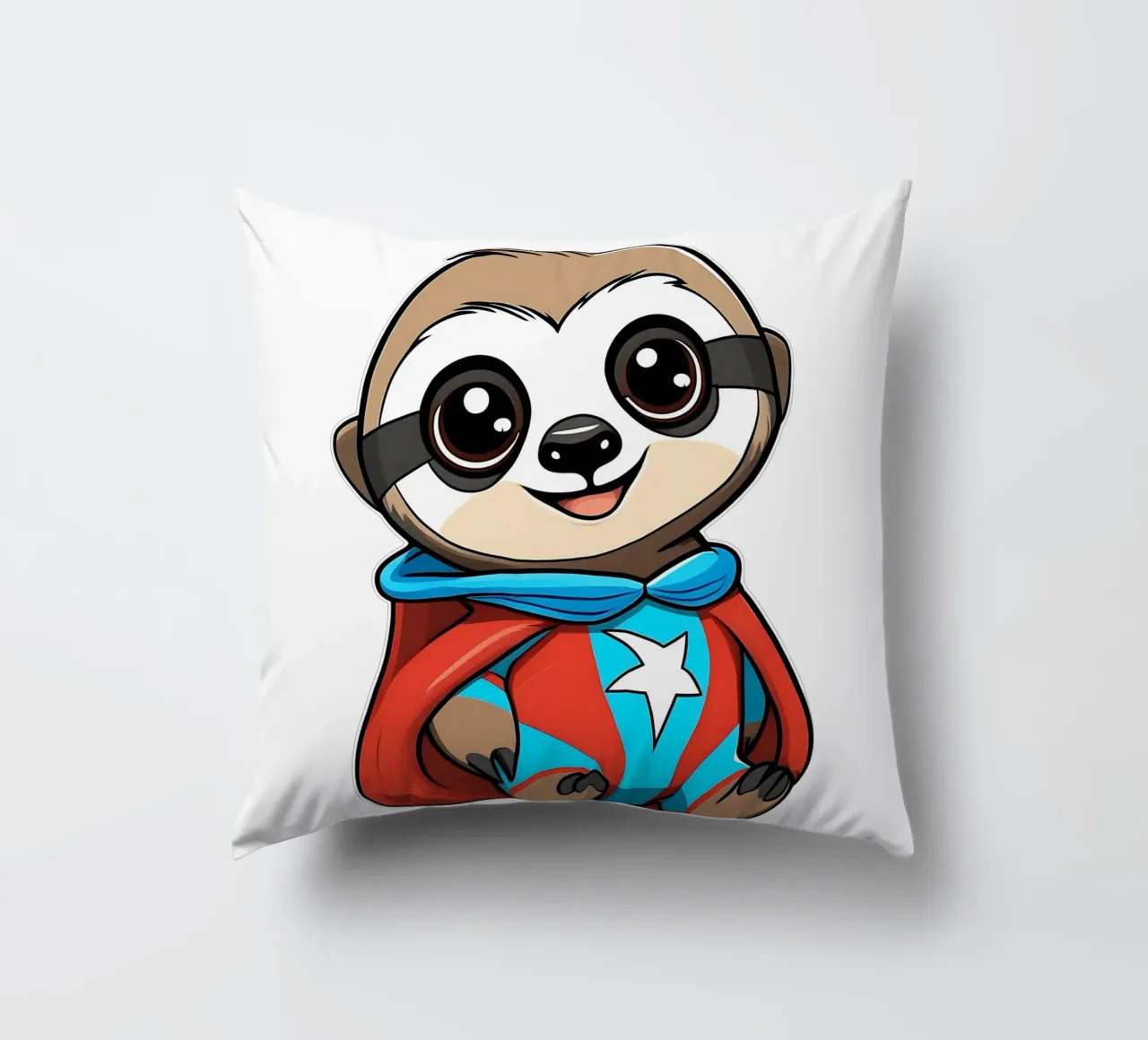 Bradipo, cucciolo di bradipo come supereroe cuscino da Tierisch bunt by LK