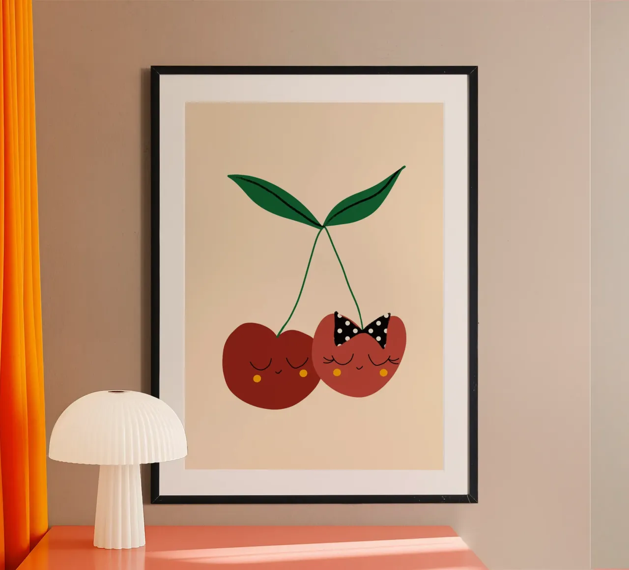 Amici della ciliegia - Arte della frutta poster con telaio in plastica da susanacosta