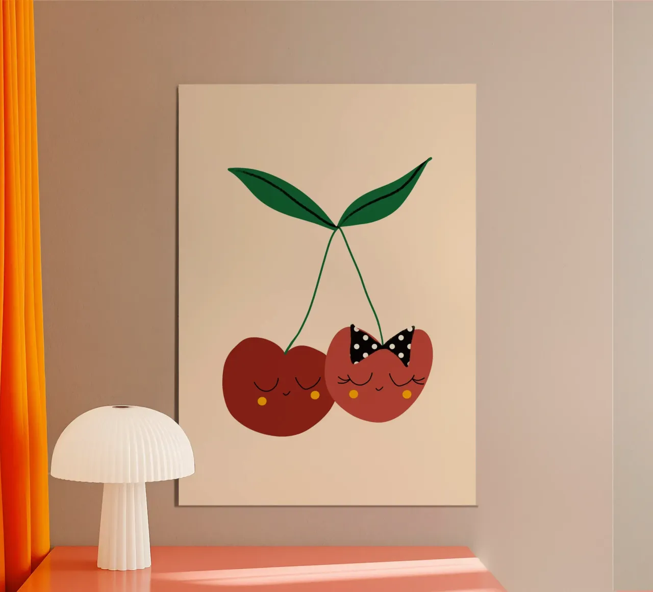 Amici della ciliegia - Arte della frutta poster con telaio in plastica da susanacosta