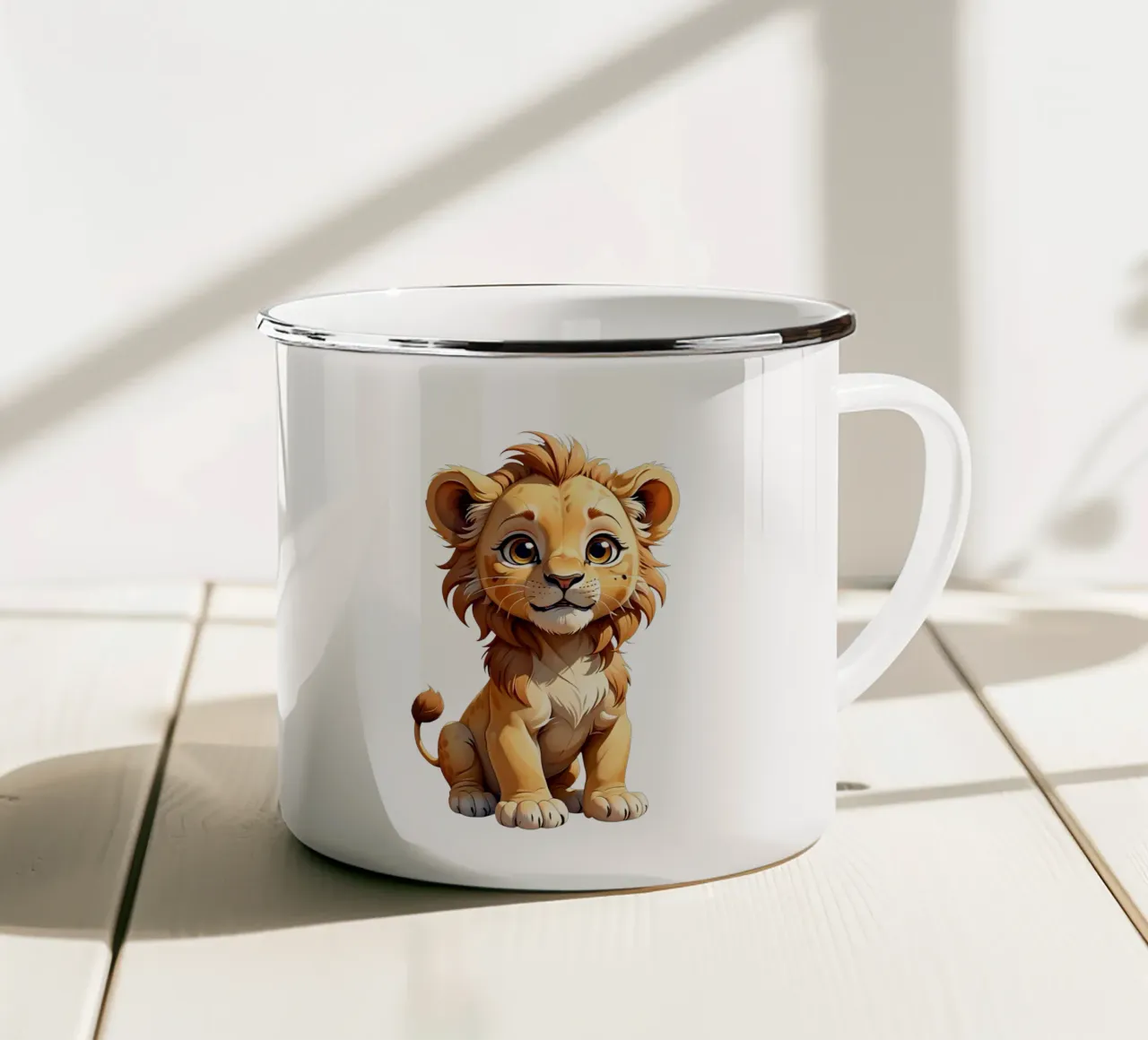Leone, cucciolo di leone tazza in smalto da Tierisch bunt by LK