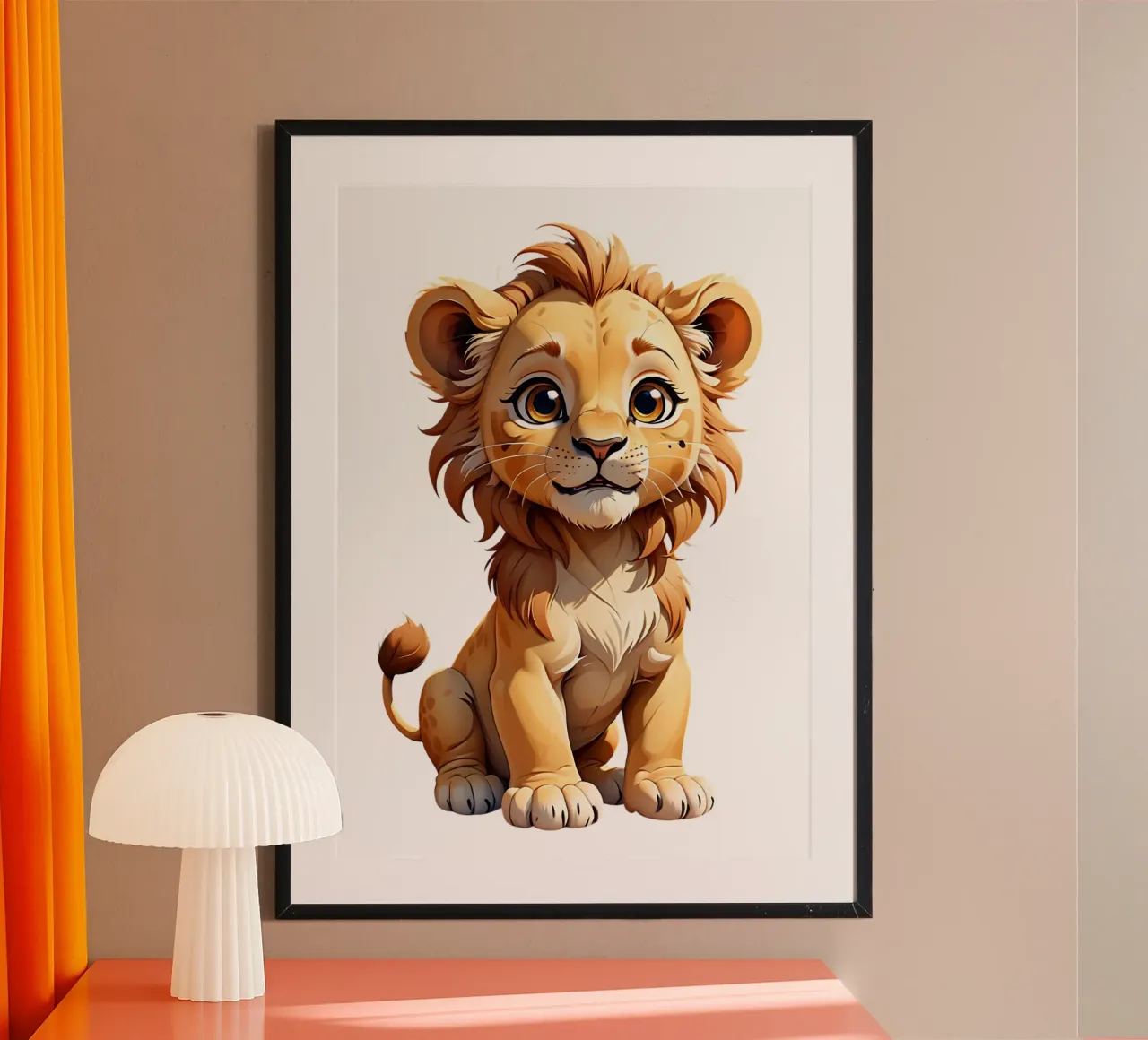 Leone, cucciolo di leone poster con telaio in plastica da Tierisch bunt by LK