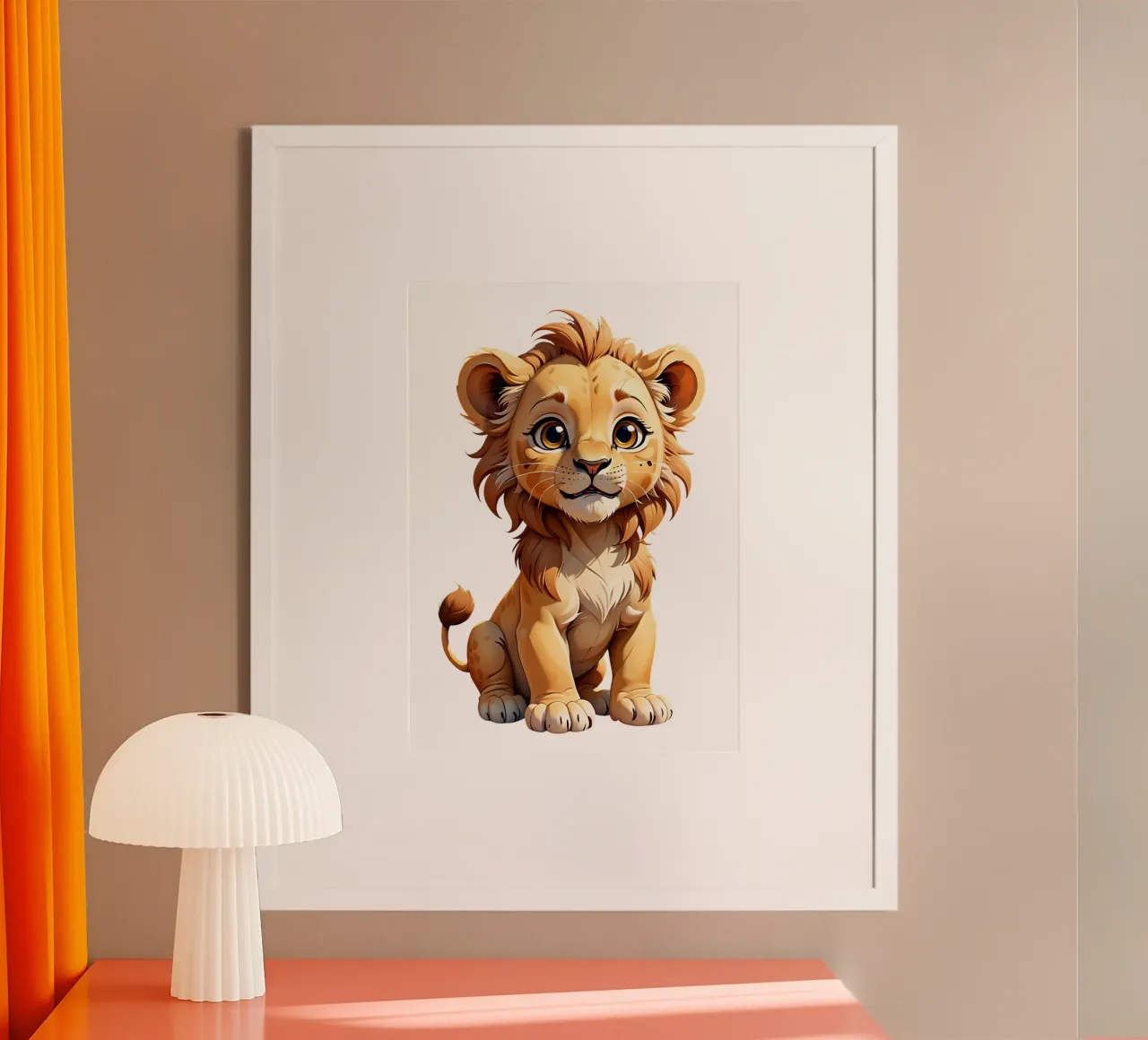 Leone, cucciolo di leone poster con telaio in plastica da Tierisch bunt by LK