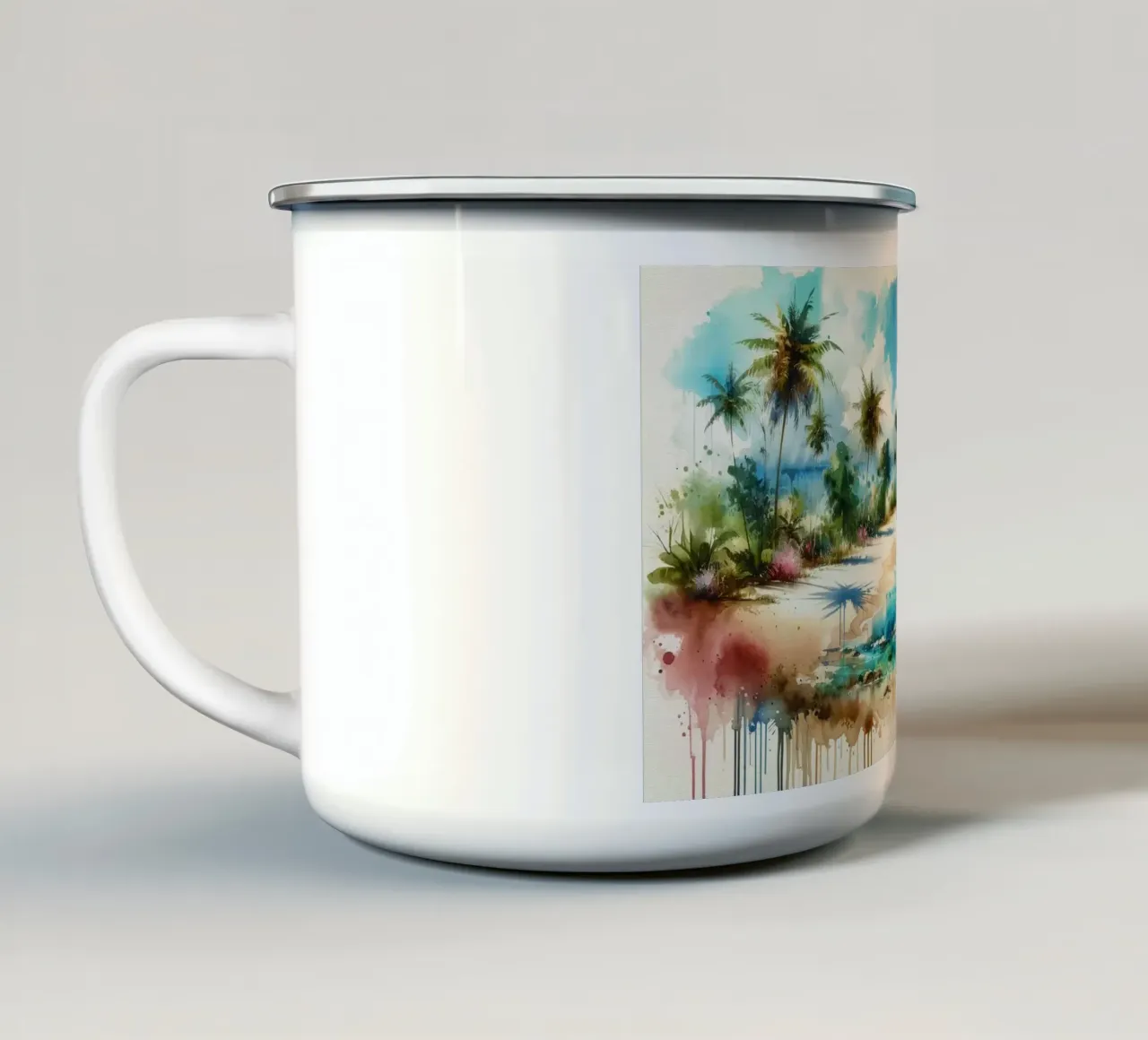Exotic Tropical Sunny Paradise Beach enamel mug by Chromatic Fusion Studio