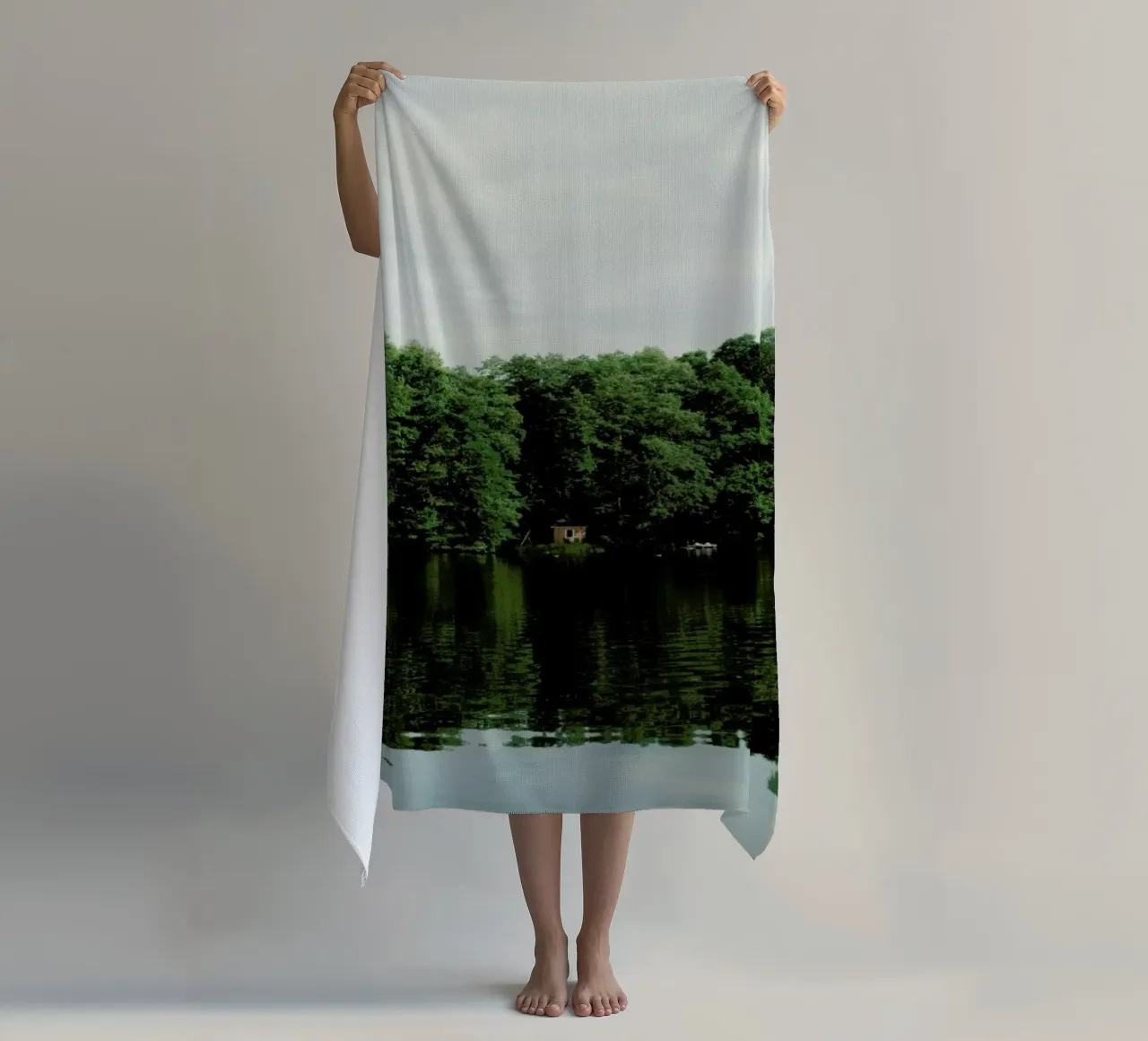 House At The Lake beach towel by Sebastian Hilgetag