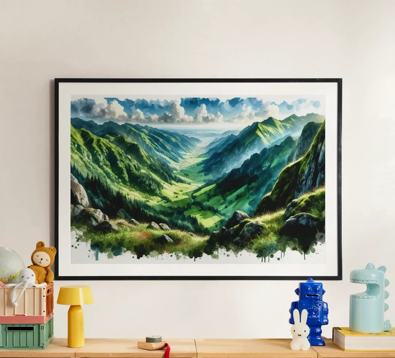 Paesaggio di una vasta valle montana poster da Chromatic Fusion Studio