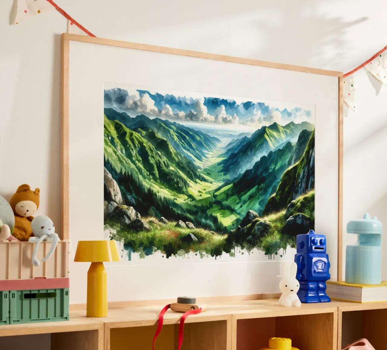 Paesaggio di una vasta valle montana poster da Chromatic Fusion Studio