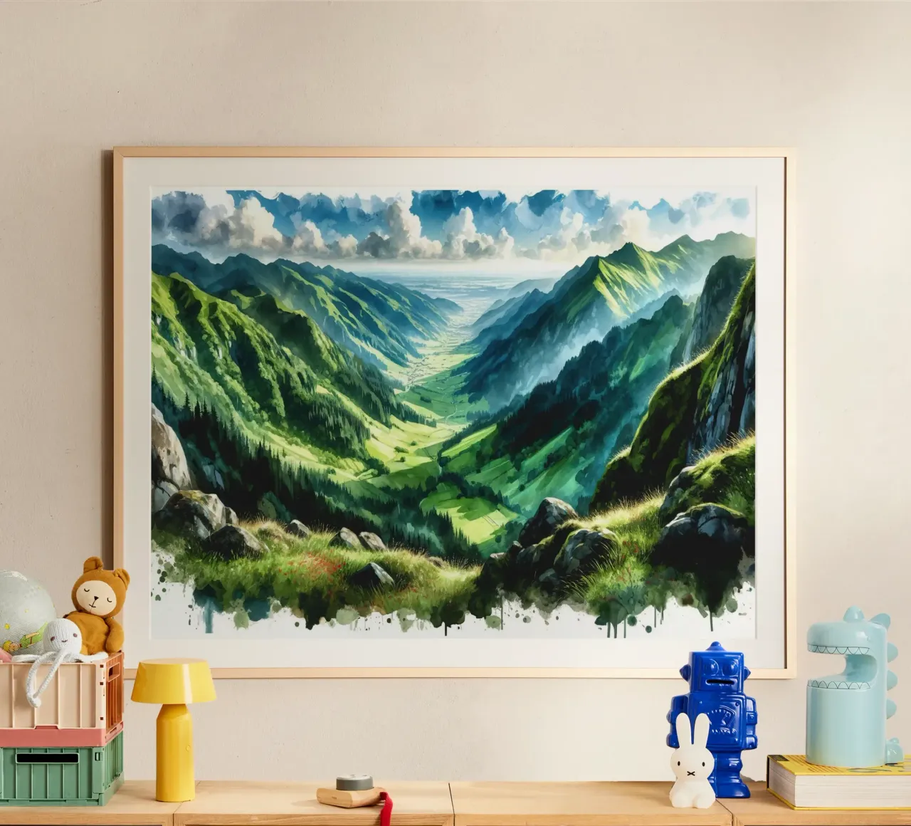 Paesaggio di una vasta valle montana poster da Chromatic Fusion Studio