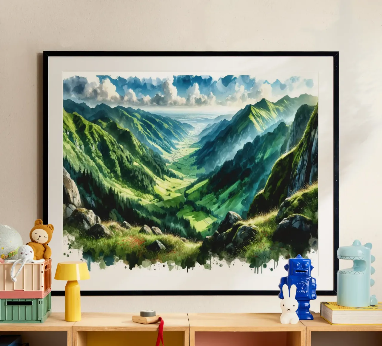 Paesaggio di una vasta valle montana poster da Chromatic Fusion Studio