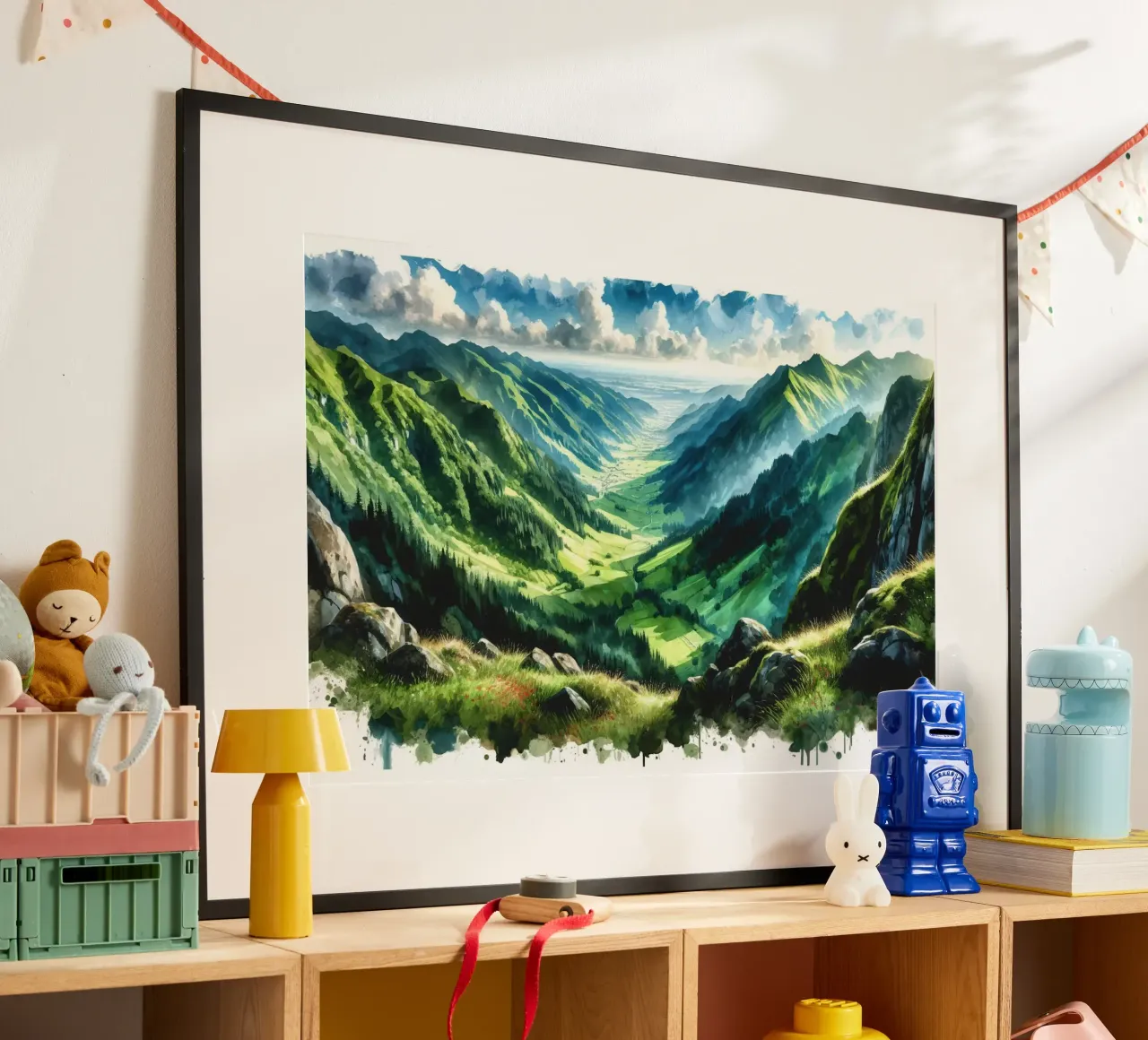 Paesaggio di una vasta valle montana poster da Chromatic Fusion Studio