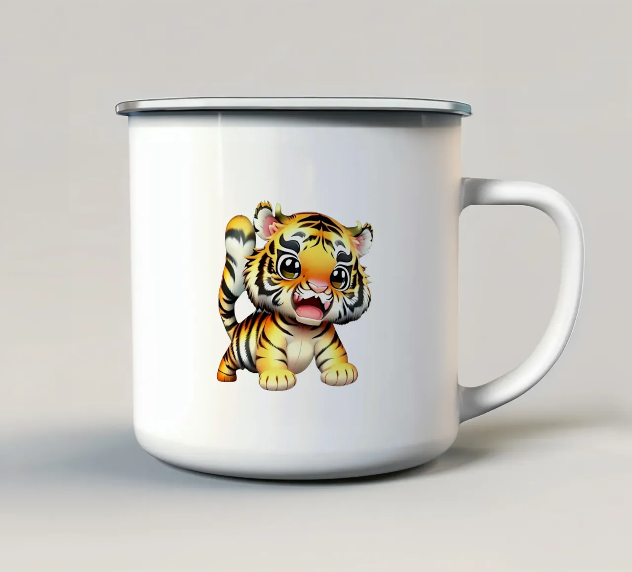 Tigre, cucciolo di tigre tazza in smalto da Tierisch bunt by LK
