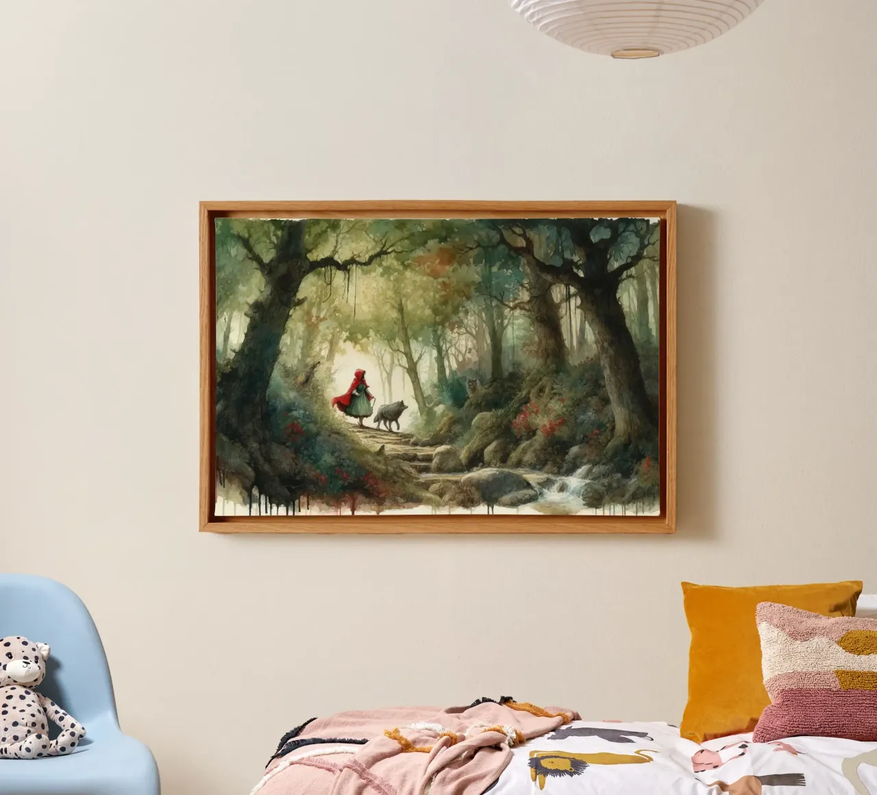 Fairytale Pathway Scene canvas with Floater frame by Chromatic Fusion Studio