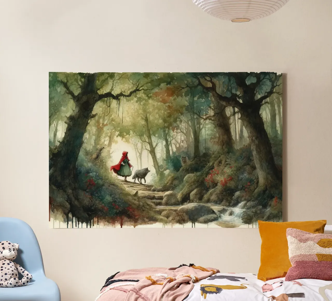 Fairytale Pathway Scene canvas with Floater frame by Chromatic Fusion Studio