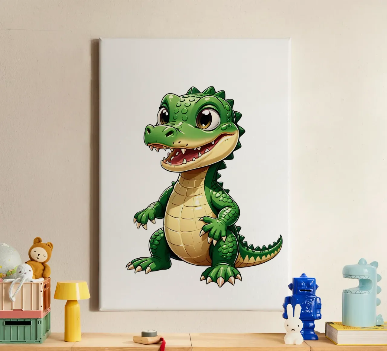 Krokodil, Oma Krokodil canvas met Baklijst van Tierisch bunt by LK