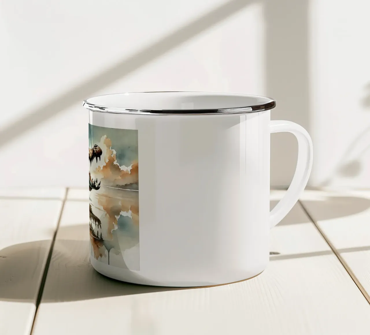 Schizzo di coccodrillo feroce tazza in smalto da Chromatic Fusion Studio