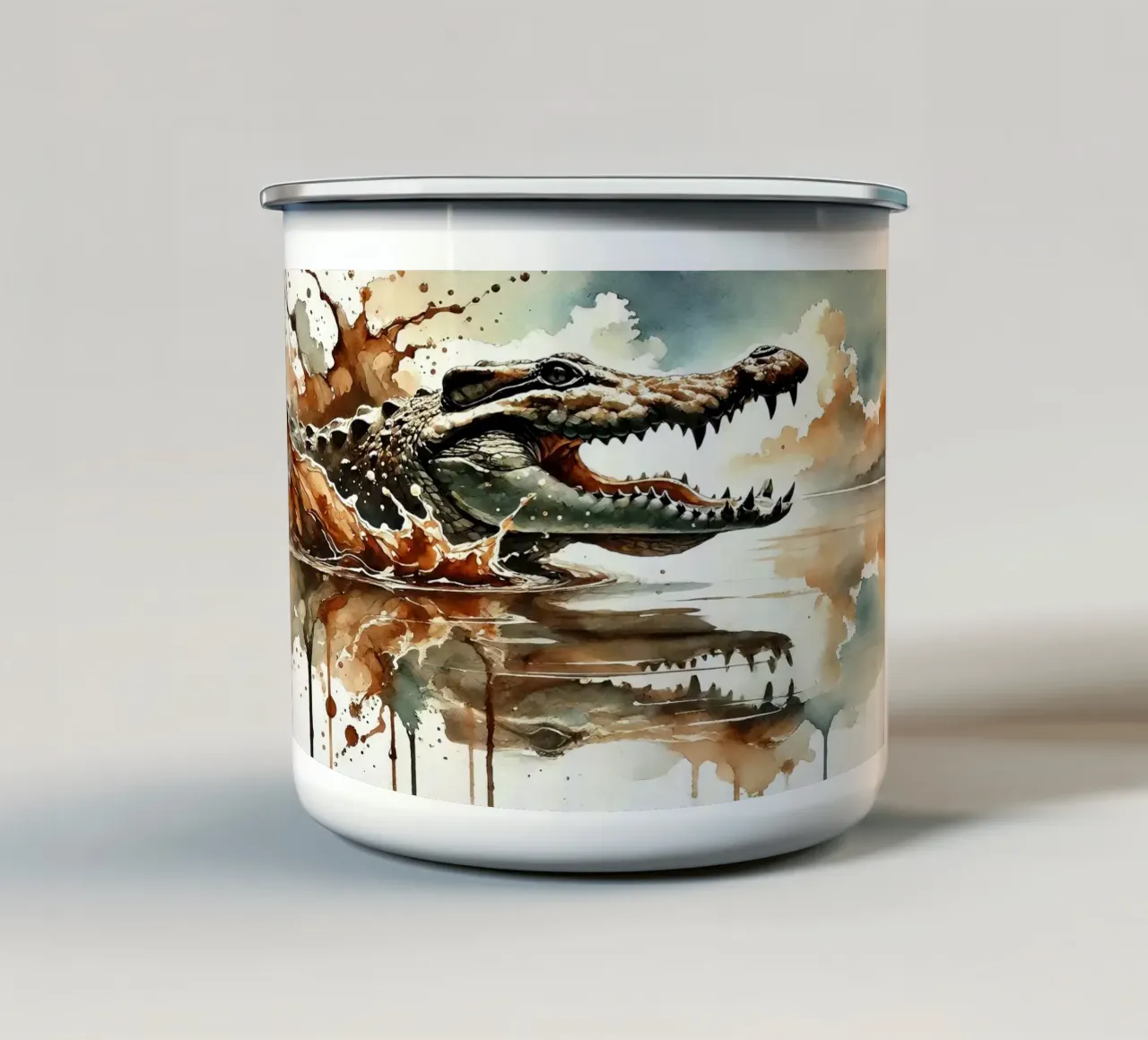 Schizzo di coccodrillo feroce tazza in smalto da Chromatic Fusion Studio