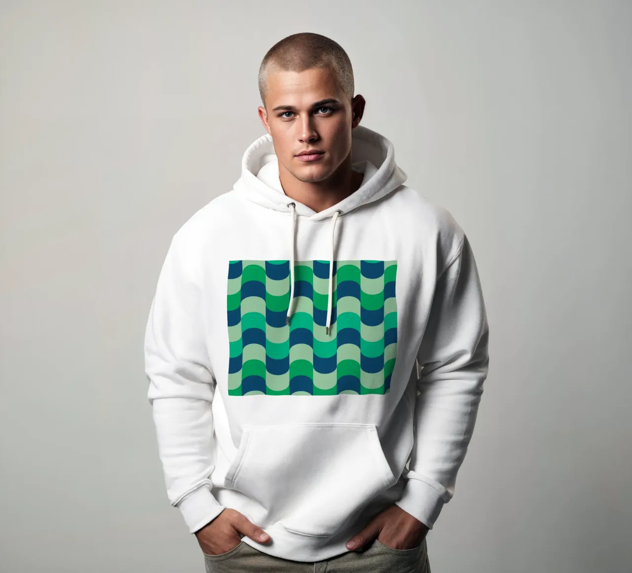 Onde retrò verde e blu felpa con cappuccio da Studio Vibe