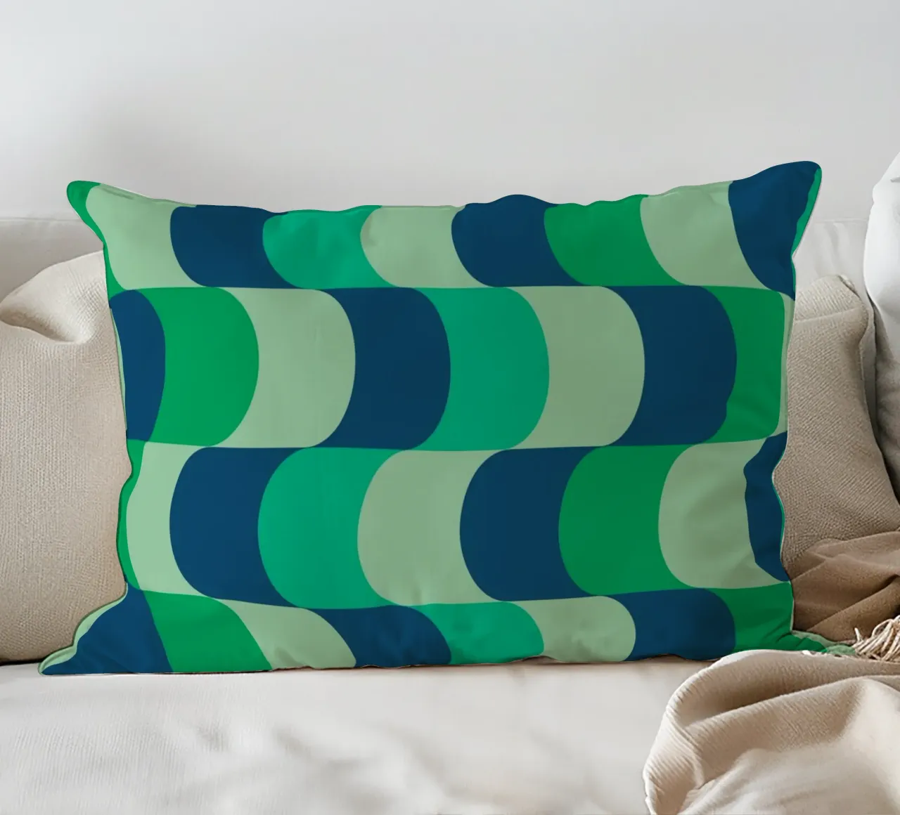 Onde retrò verde e blu cuscino da Studio Vibe