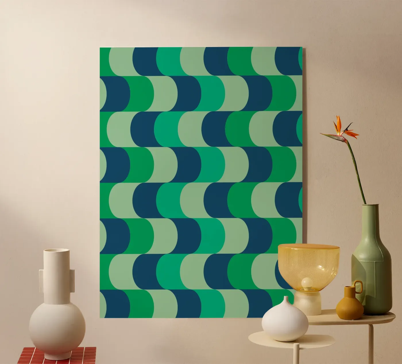 Onde retrò verde e blu plexiglass da Studio Vibe