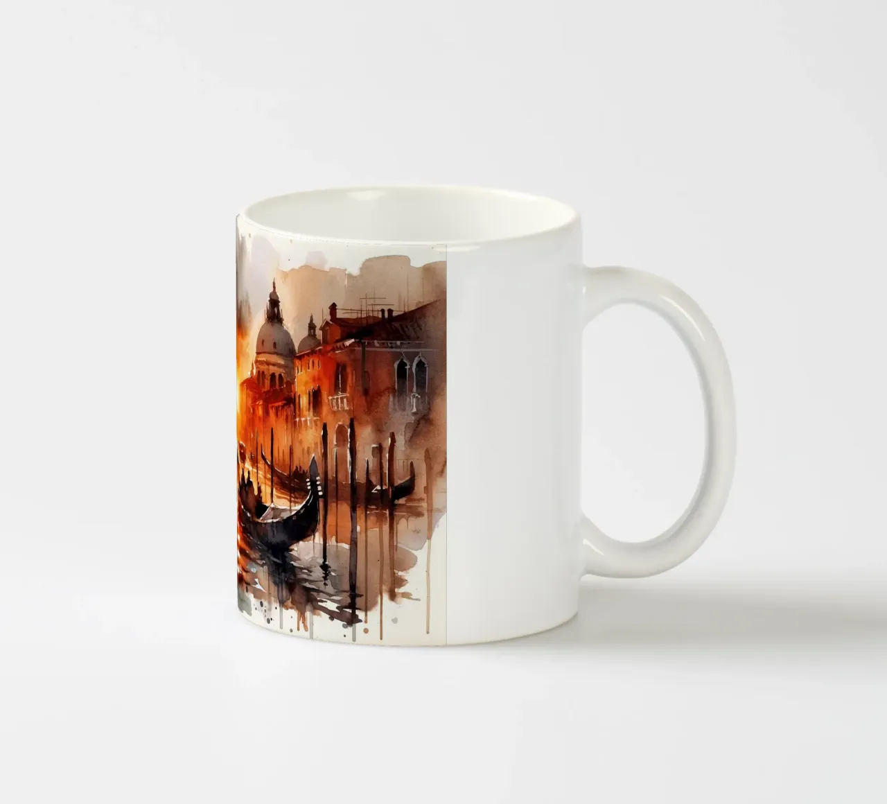 Fiery Sunset Over Venice Canal ceramic mug by Chromatic Fusion Studio