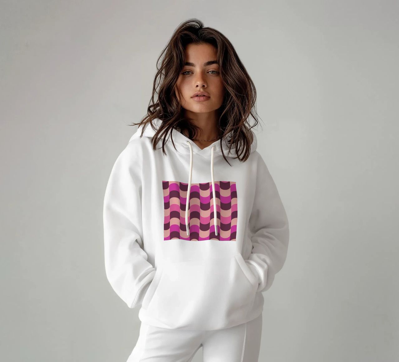 Retro Waves Pink Pattern felpa con cappuccio da Studio Vibe