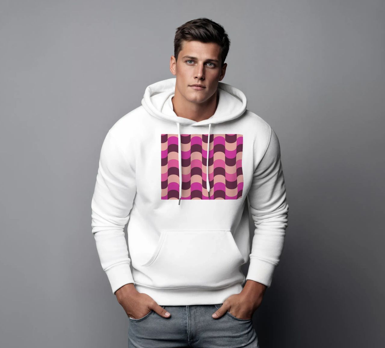 Retro Waves Pink Pattern felpa con cappuccio da Studio Vibe