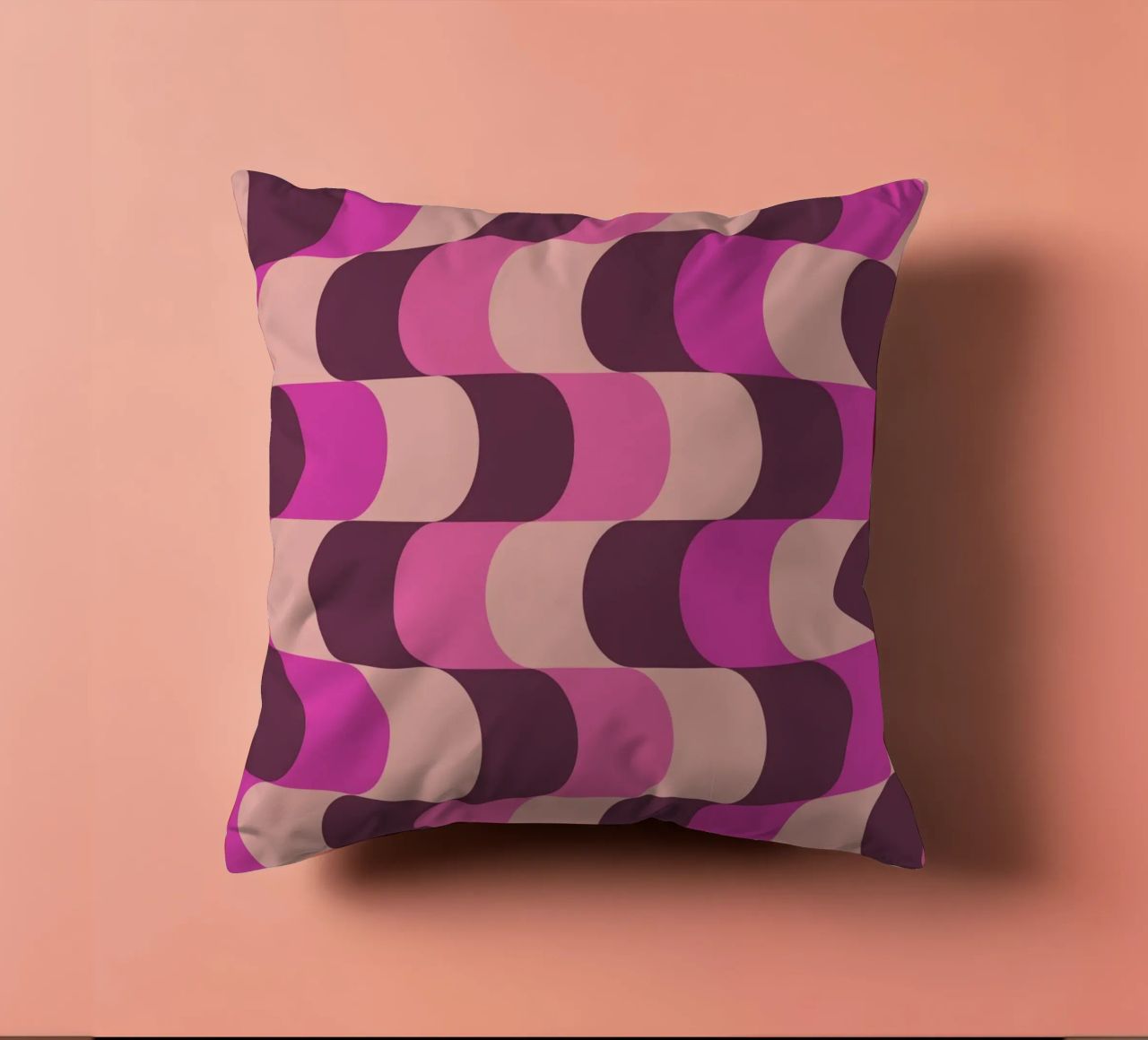 Retro Waves Pink Pattern cuscino da Studio Vibe
