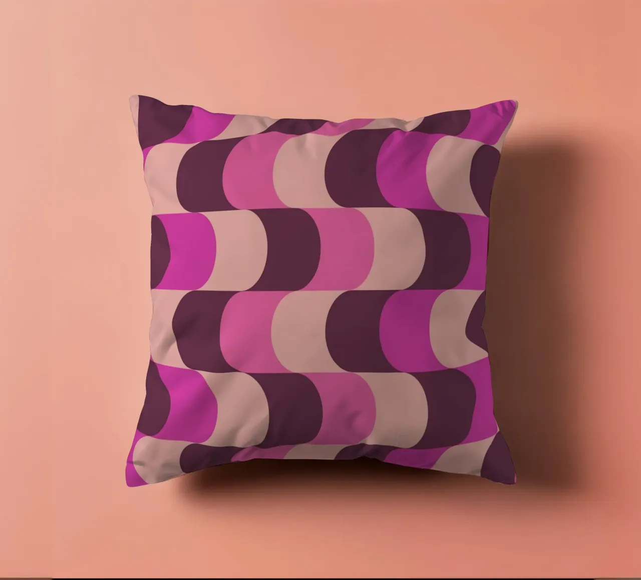 Retro Waves Rosa Muster Kissen von Studio Vibe
