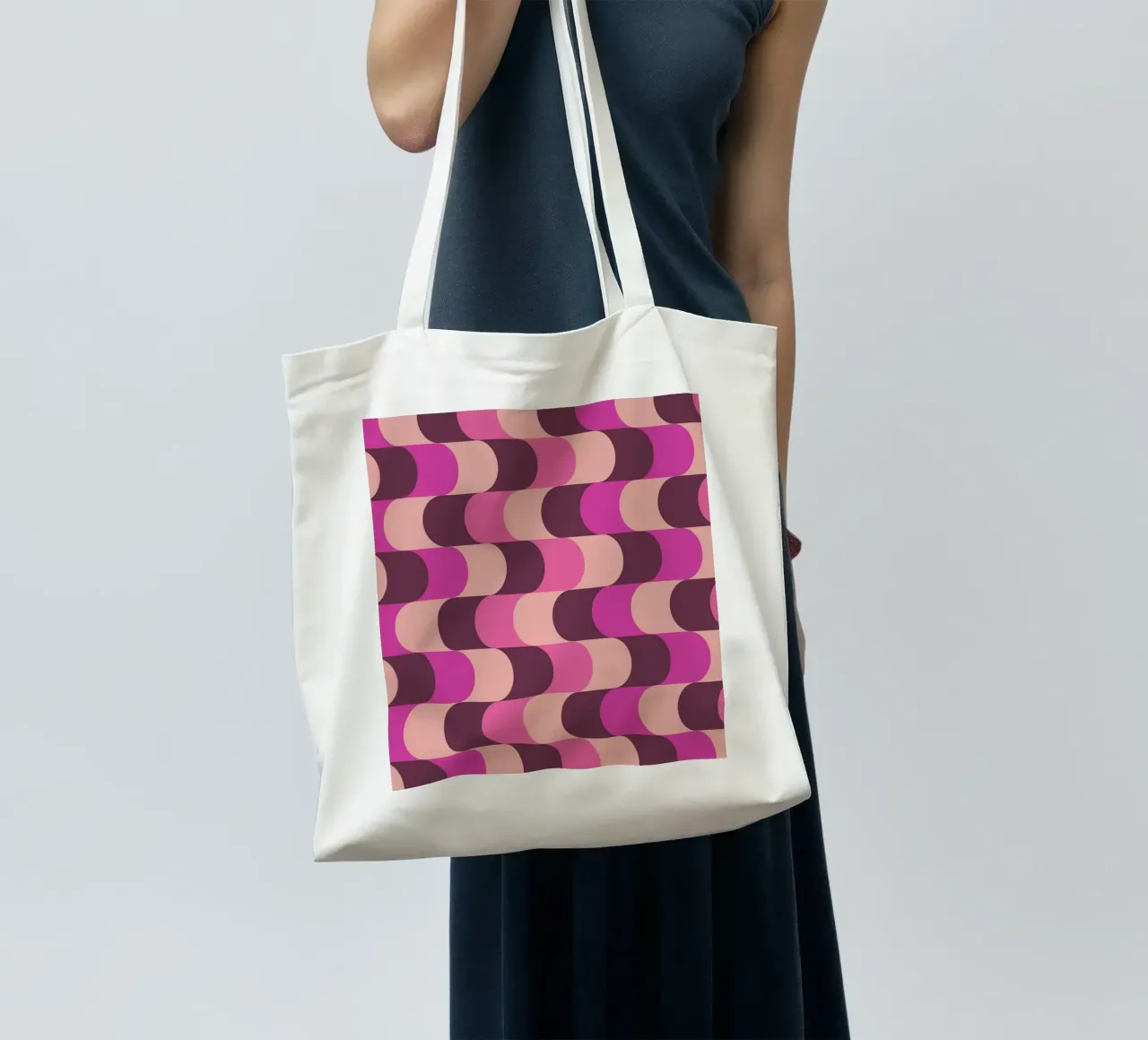 Retro Waves Pink Pattern tote bag by Studio Vibe