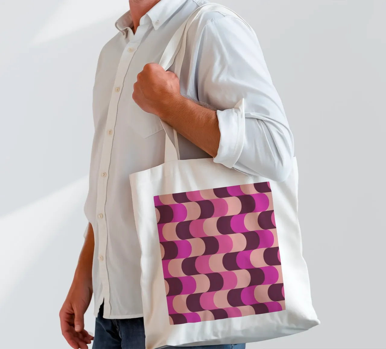 Retro Waves Pink Pattern tote bag by Studio Vibe