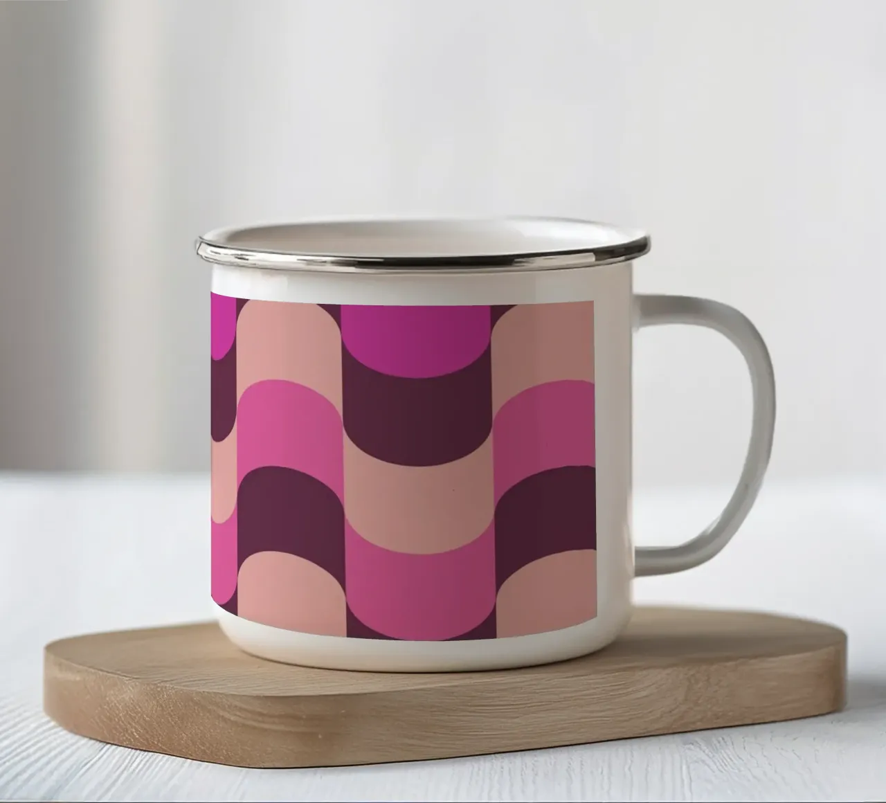 Retro Waves Rosa Muster Emaille Tasse von Studio Vibe