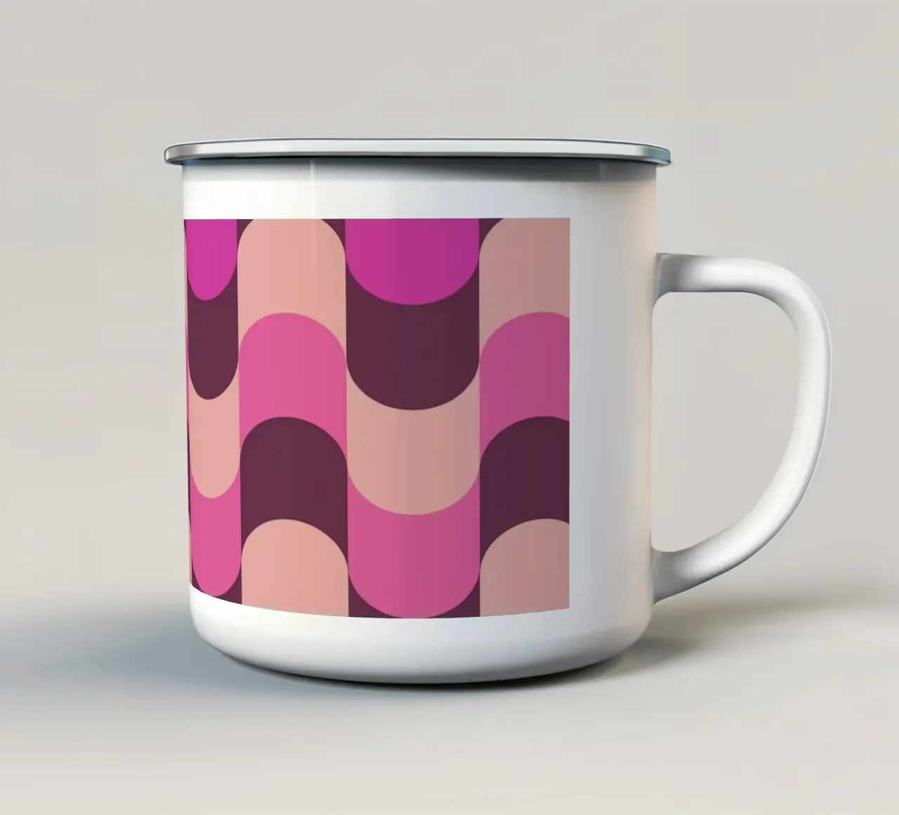 Retro Waves Rosa Muster Emaille Tasse von Studio Vibe