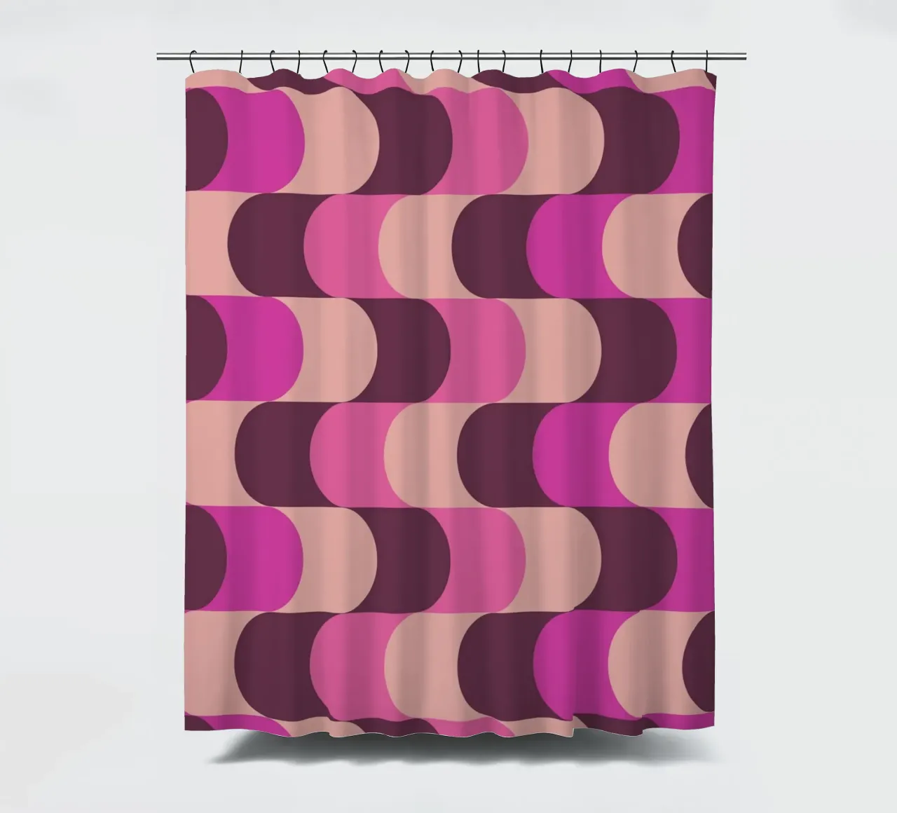 Retro Waves Pink Pattern shower curtain by Studio Vibe