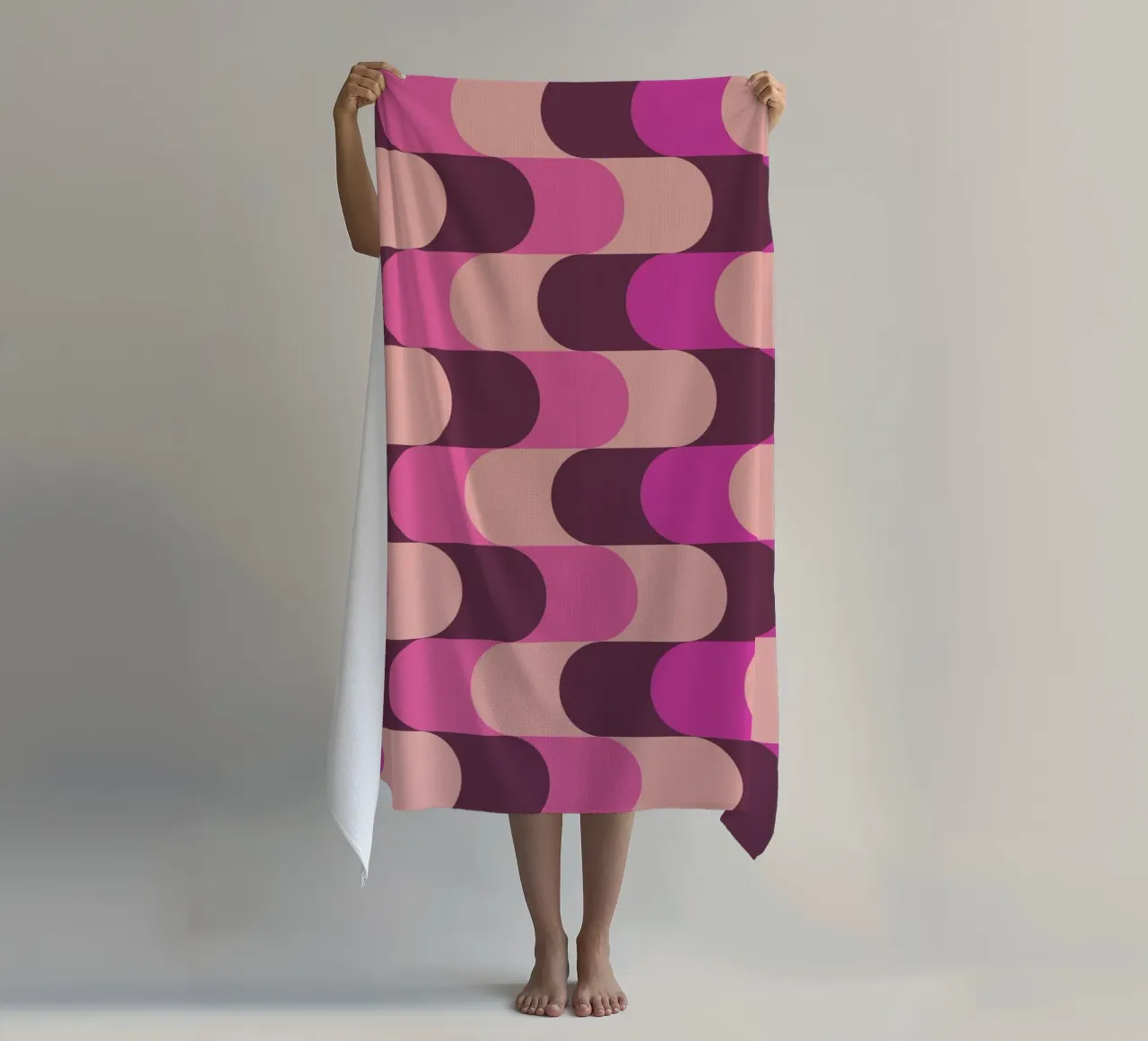 Retro Waves Pink Pattern beach towel by Studio Vibe