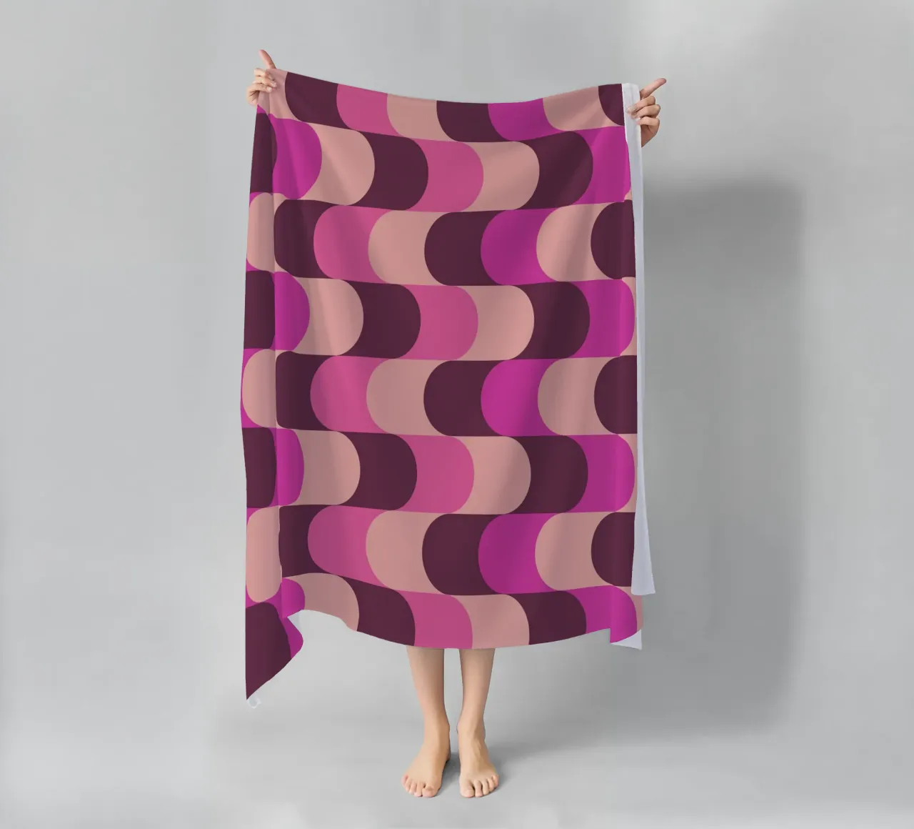 Retro Waves Pink Pattern telo mare da Studio Vibe