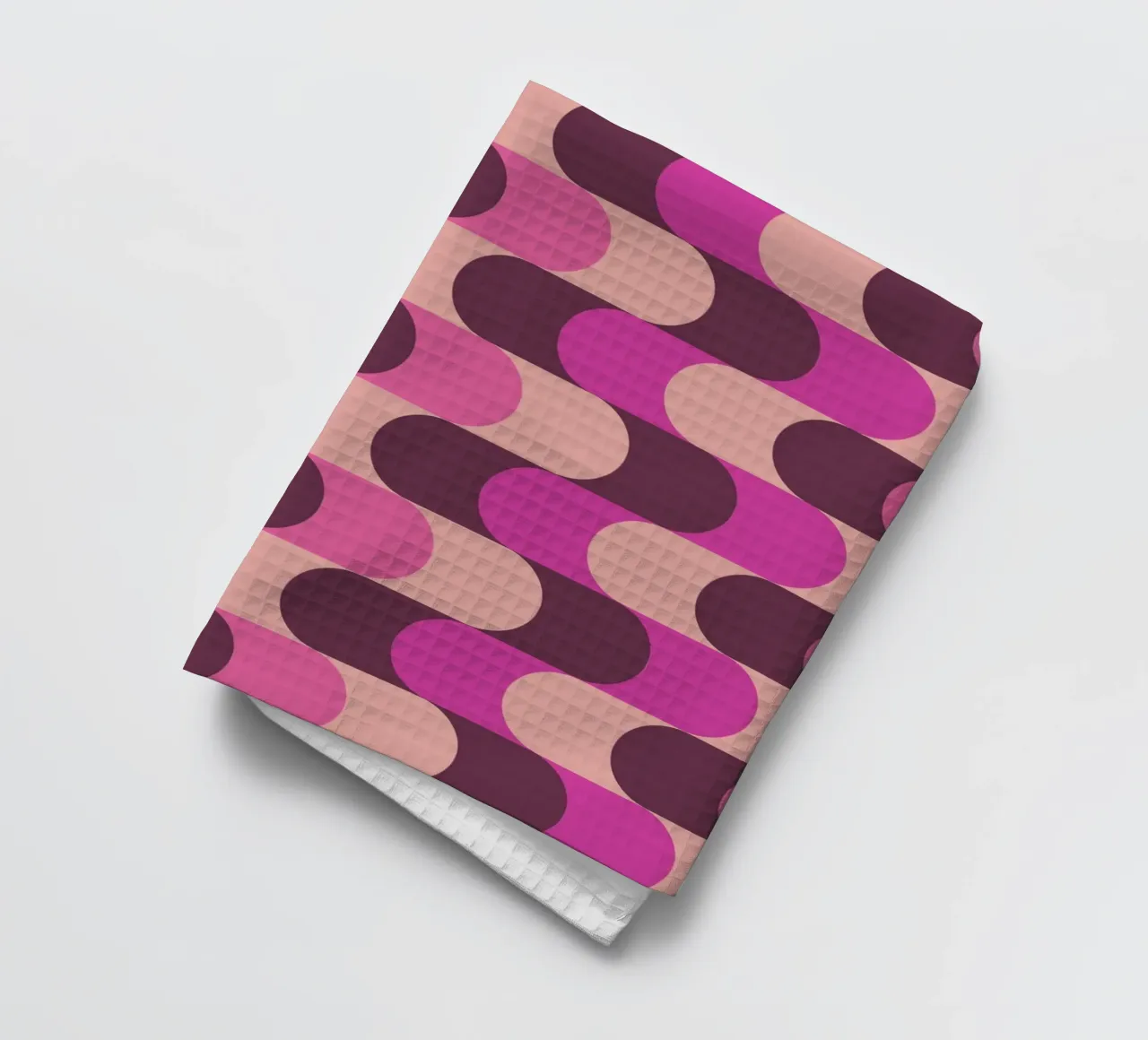 Retro Waves Pink Pattern tea towel by Studio Vibe