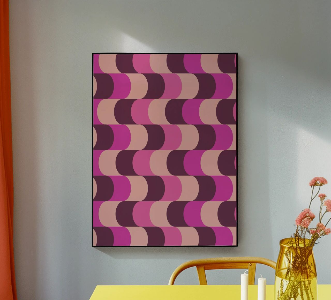 Retro Waves Pink Pattern plexiglass da Studio Vibe