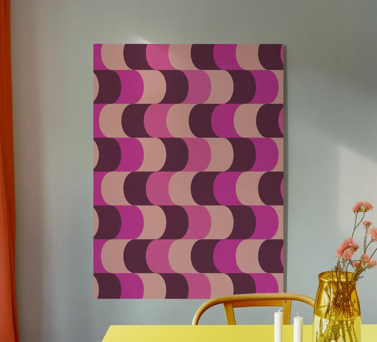 Patrón Retro Waves Rosa metacrilato de Studio Vibe