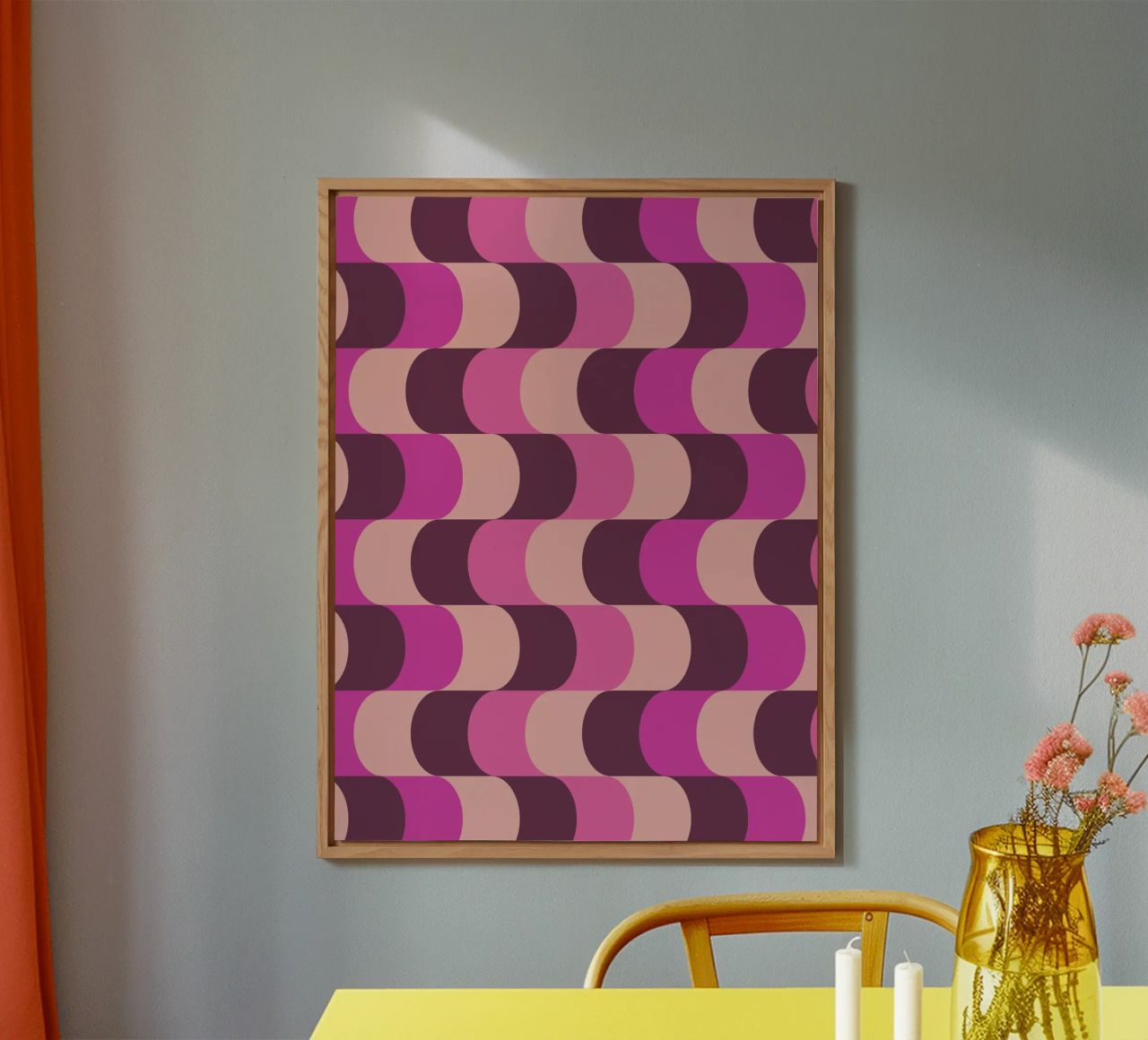 Retro Waves Pink Pattern alluminio dibond da Studio Vibe