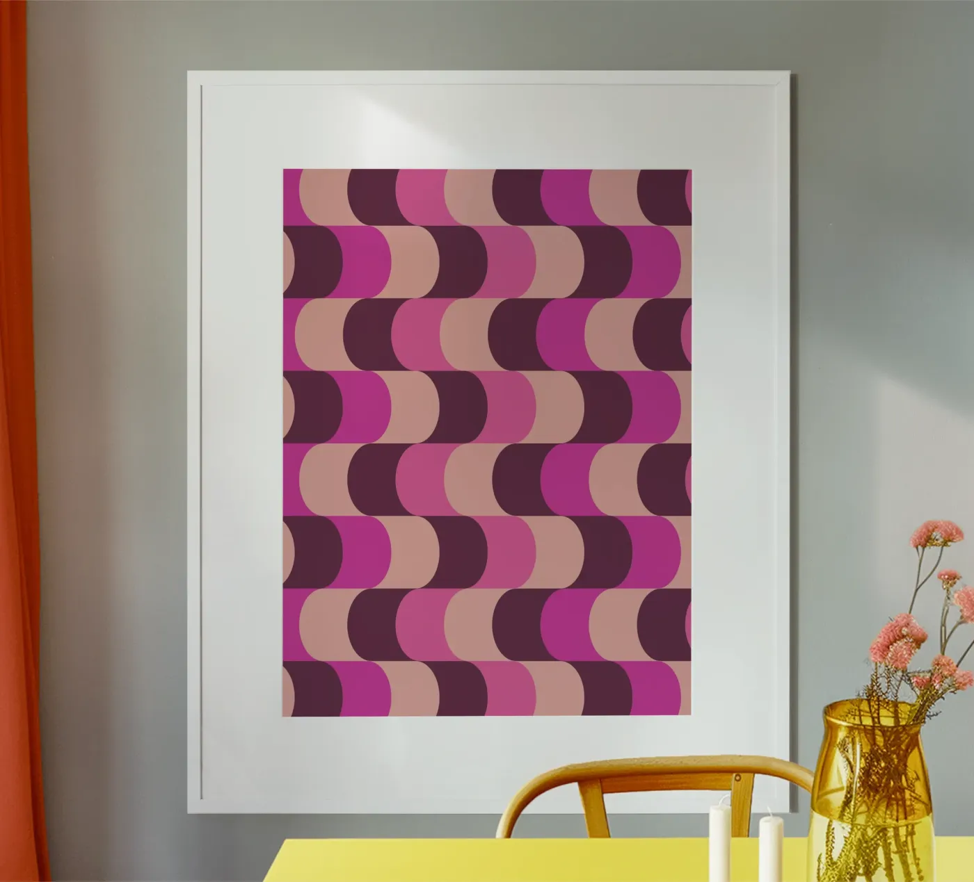 Retro Waves Pink Pattern Poster von Studio Vibe