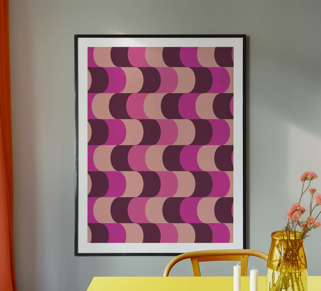 Retro Waves Pink Pattern carta hahnemühle da Studio Vibe