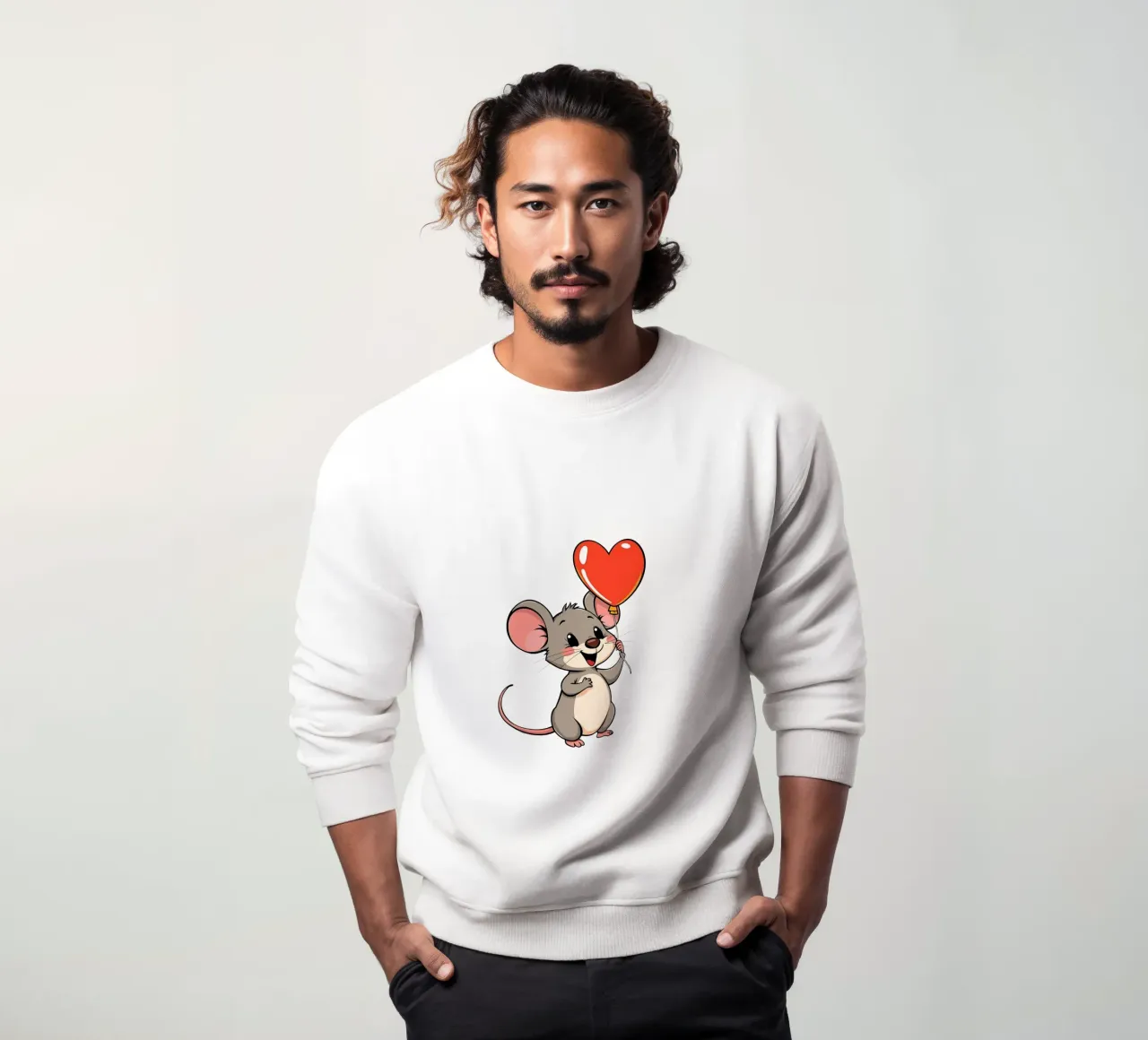Topo con palloncino a forma di cuore_1 felpa da Tierisch bunt by LK