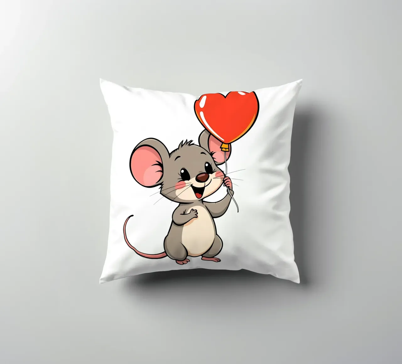 Topo con palloncino a forma di cuore_1 cuscino da Tierisch bunt by LK