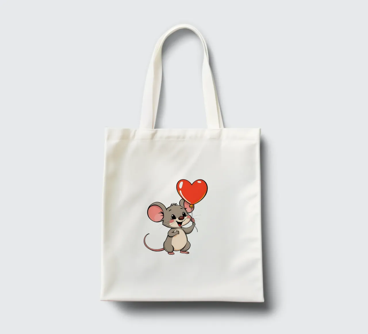 Mouse with heart balloon_1 tote bag by Tierisch bunt by LK