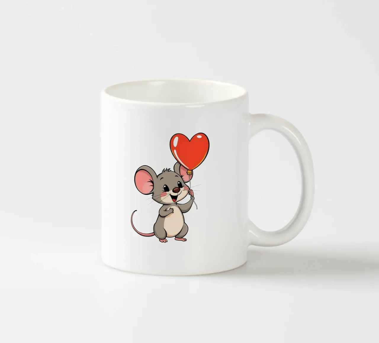 Topo con palloncino a forma di cuore_1 tazza in ceramica da Tierisch bunt by LK