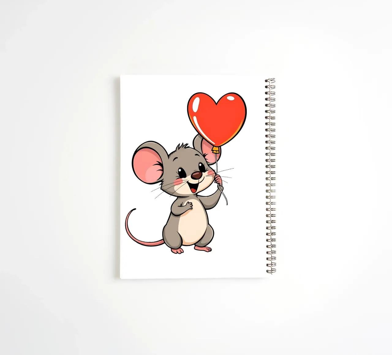 Mouse with heart balloon_1 spiral notebook by Tierisch bunt by LK