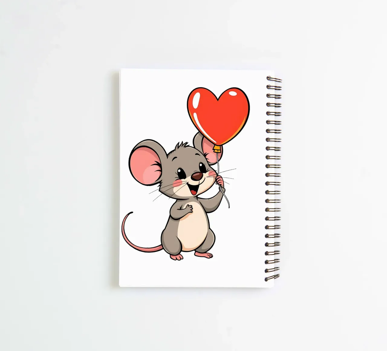 Mouse with heart balloon_1 spiral notebook by Tierisch bunt by LK