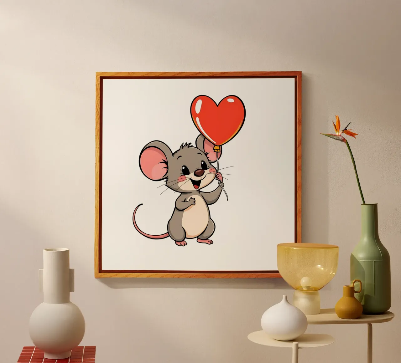 Topo con palloncino a forma di cuore_1 plexiglass da Tierisch bunt by LK